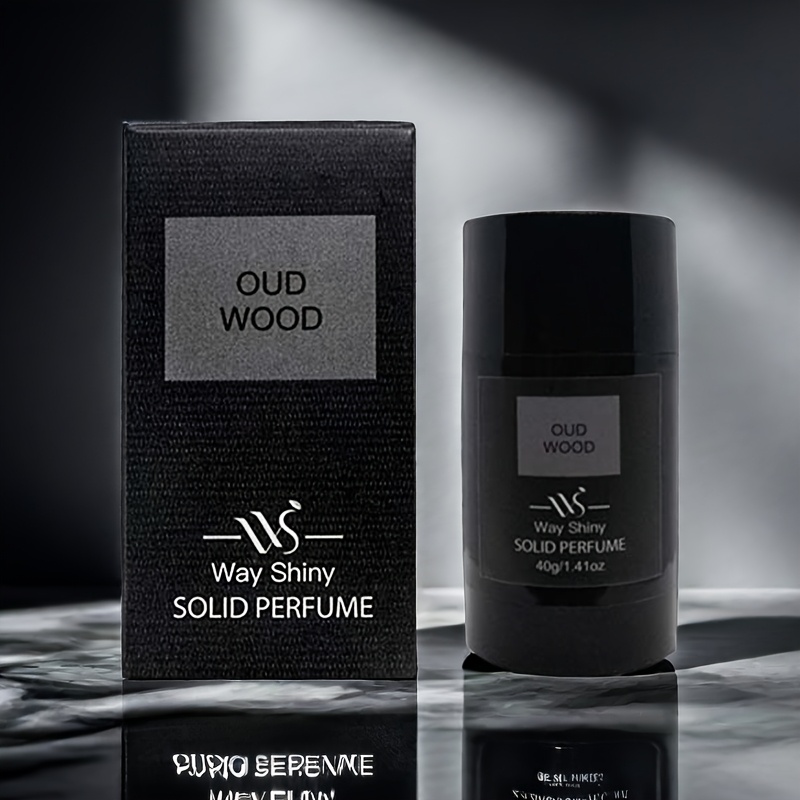 QXG018 Oud Wood Solid Perfume - 40g/1.4oz, Portable & Long-Lasting, Fresh & Woody Fragrance for Men & Women, Ideal for Romantic Encounters & Social Events, Formaldehyde-Free, Plant-Based Squalane, Romantic Encounter Perfume | Elegant Perfume Container | Sleek Perfume Design, Wooden Perfume