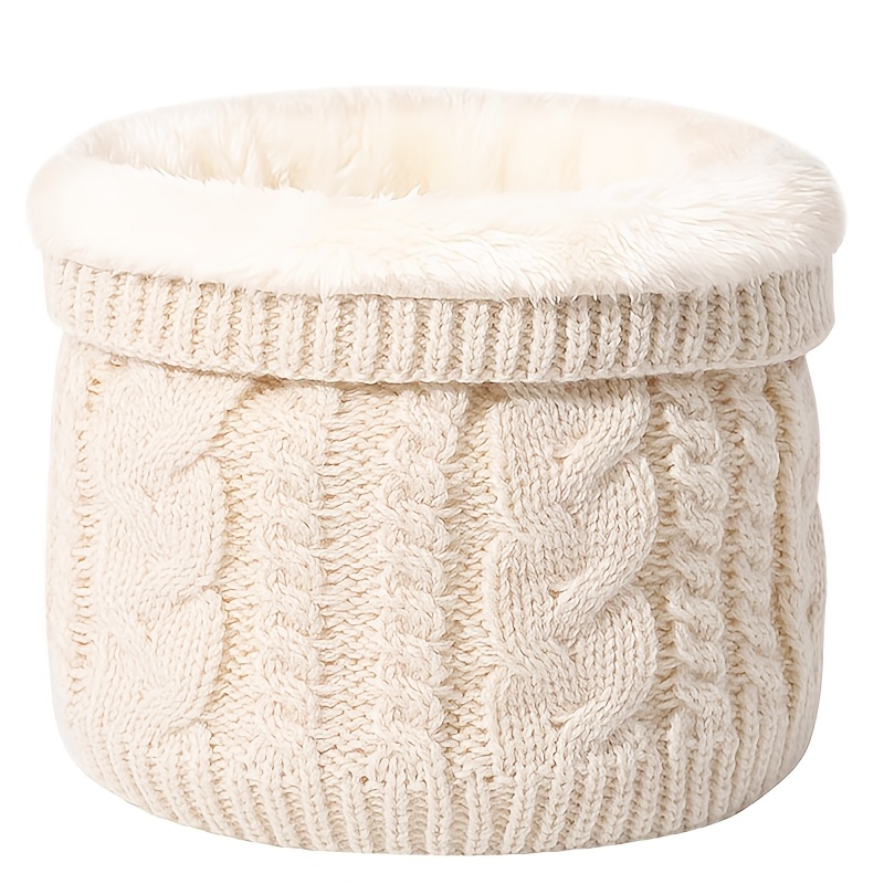 TEMU 1 Winter Outdoor Cold-resistant Knit Scarf With Fleece For Men And Women, Winter Accessories, Winter Essentials, , Winter Scarf, Winter Wear,