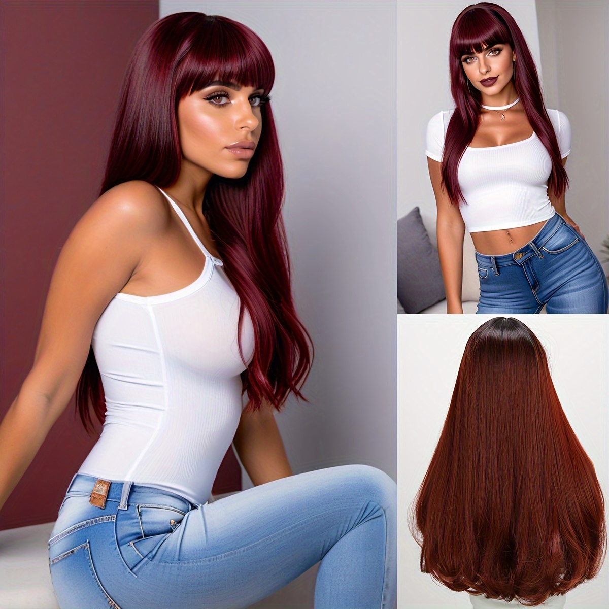 TEMU 1pc Elegant Curly Wave Synthetic Wig, 22 Inch Fiber, -adult , 150% Density, Fashionable For Halloween, Smilco