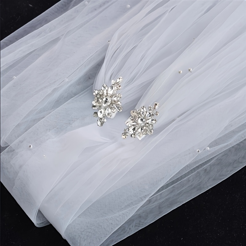 white single layer soft gauze wedding shawls with sparkling   patches for bridal shoulder decoration evening gown additions