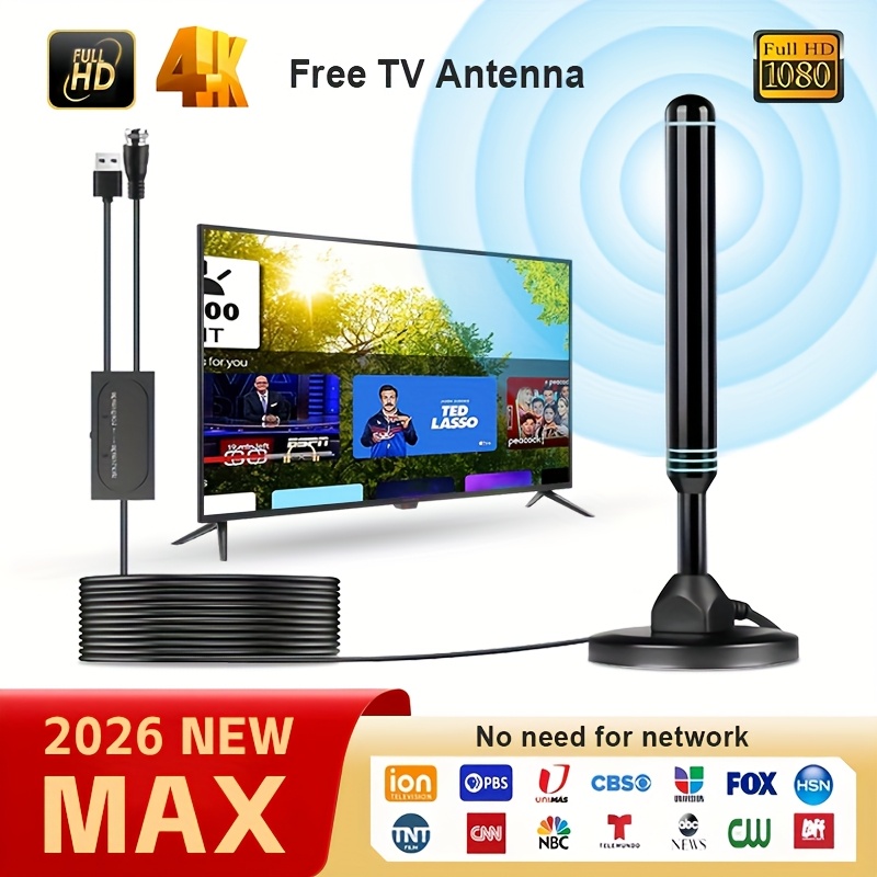 Image of 2026 Metal Long-distance High-definition 4k Tv Antenna, 180-mile Signal Reception, One-button Long-distance Signal Reception Mode, Usb, Complete Additions, , Suitable For Smart Tv, , Indoor Tv Antenna