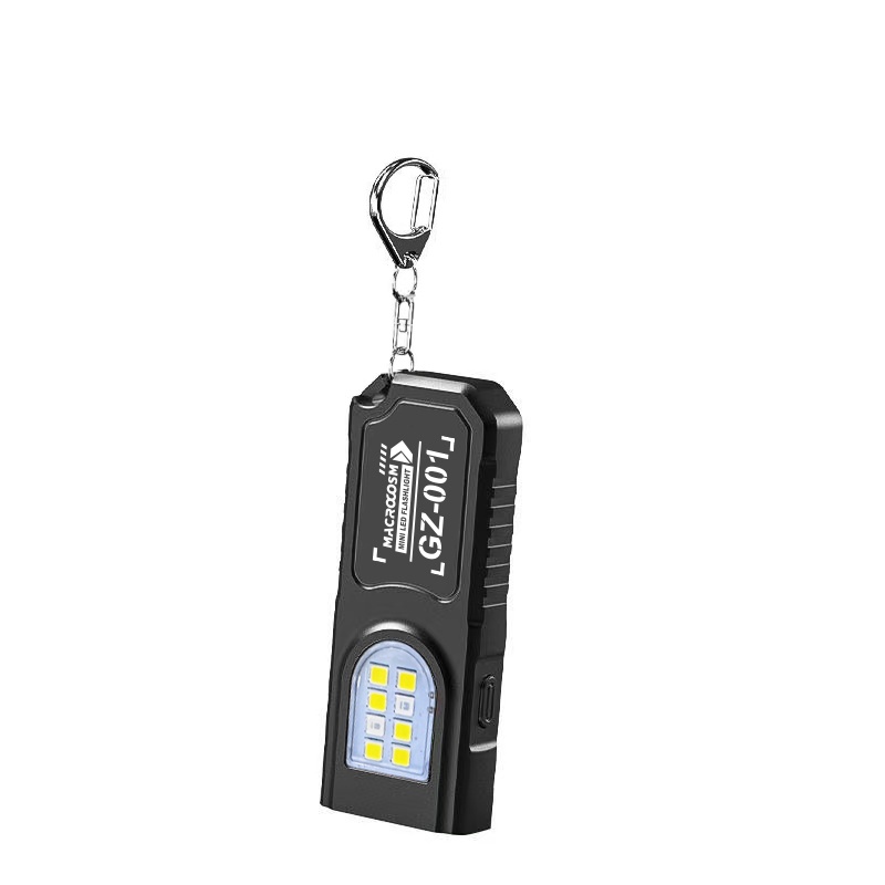 E-shop 1/2 Stk. Tragbare LED-Schlüsselanhänger-Lampen, USB-Aufladbare Freisprech-Taschenlampe, Mini-Handlampe für Camping, Reisen, 5 helle