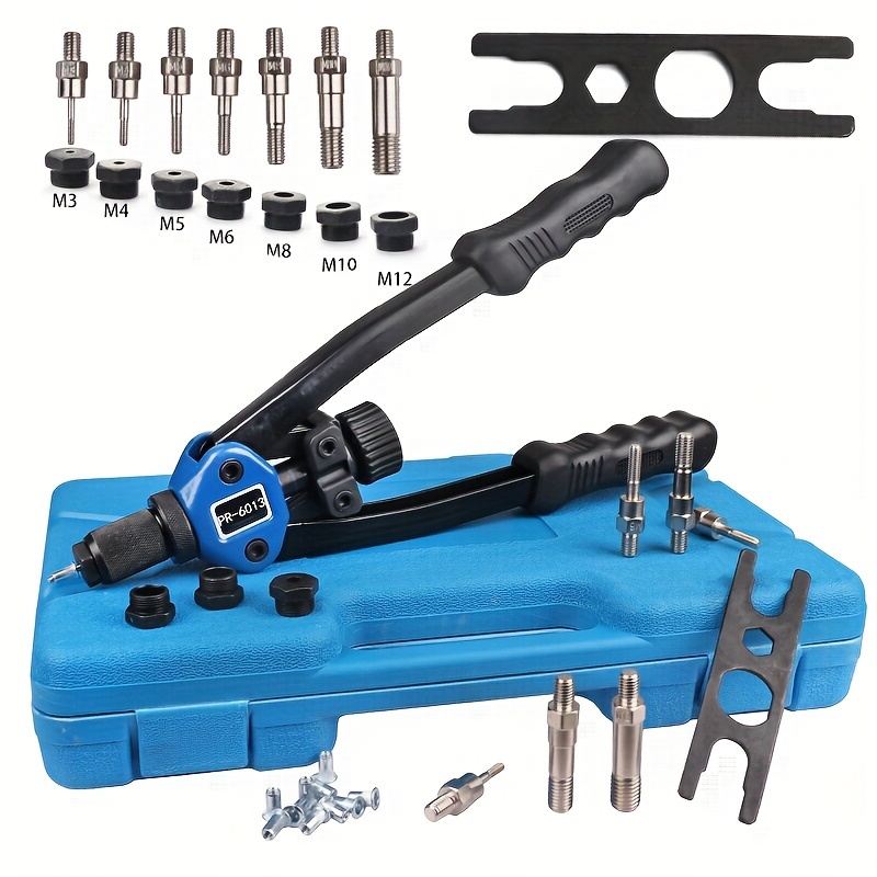 

Metal Push-in Rivets Set With Anti-corrosion Coating - Manual Rivet And Nut Puller Tools, Round Head Hammer-in Rivets, Complete Kit With Assorted Sizes