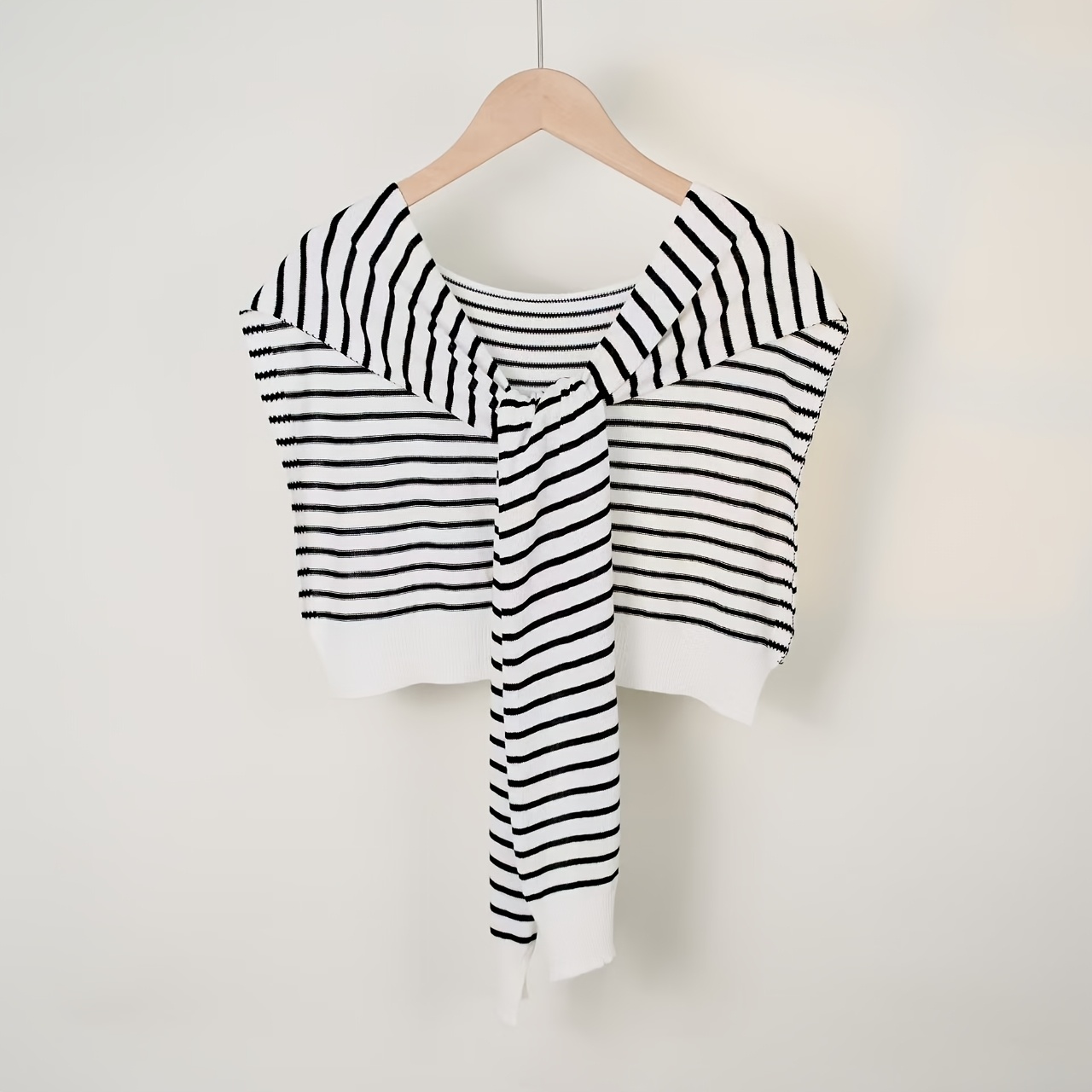 TEMU 1 Women's Fashion Striped Shawl - 90% Polyester, 10% Down - Multifunctional Warm Decorative Shawl, Elastic Shoulder Top, Suitable For Casual As A Girlfriend Gift, Valentine's Day Gift