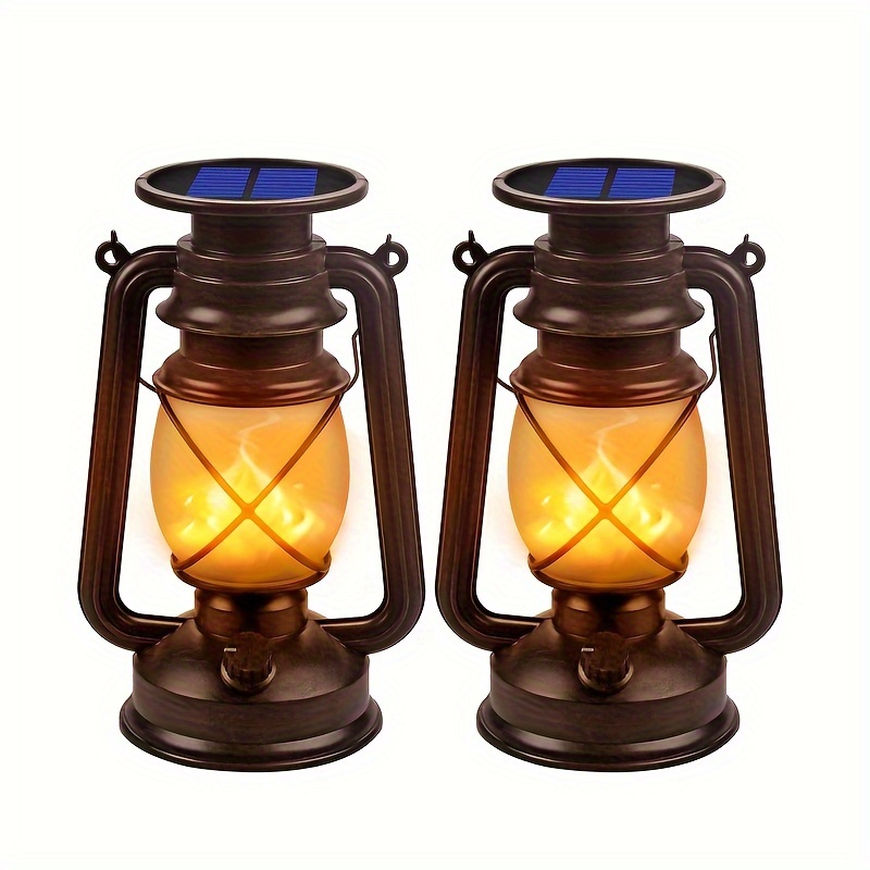 

Solar Lanterns Outdoor, 2-pack Vintage Hanging Lantern With Realistic Dancing Flame Led Lantern, Christmas Decorations Lights For Garden Patio Deck Yard Path