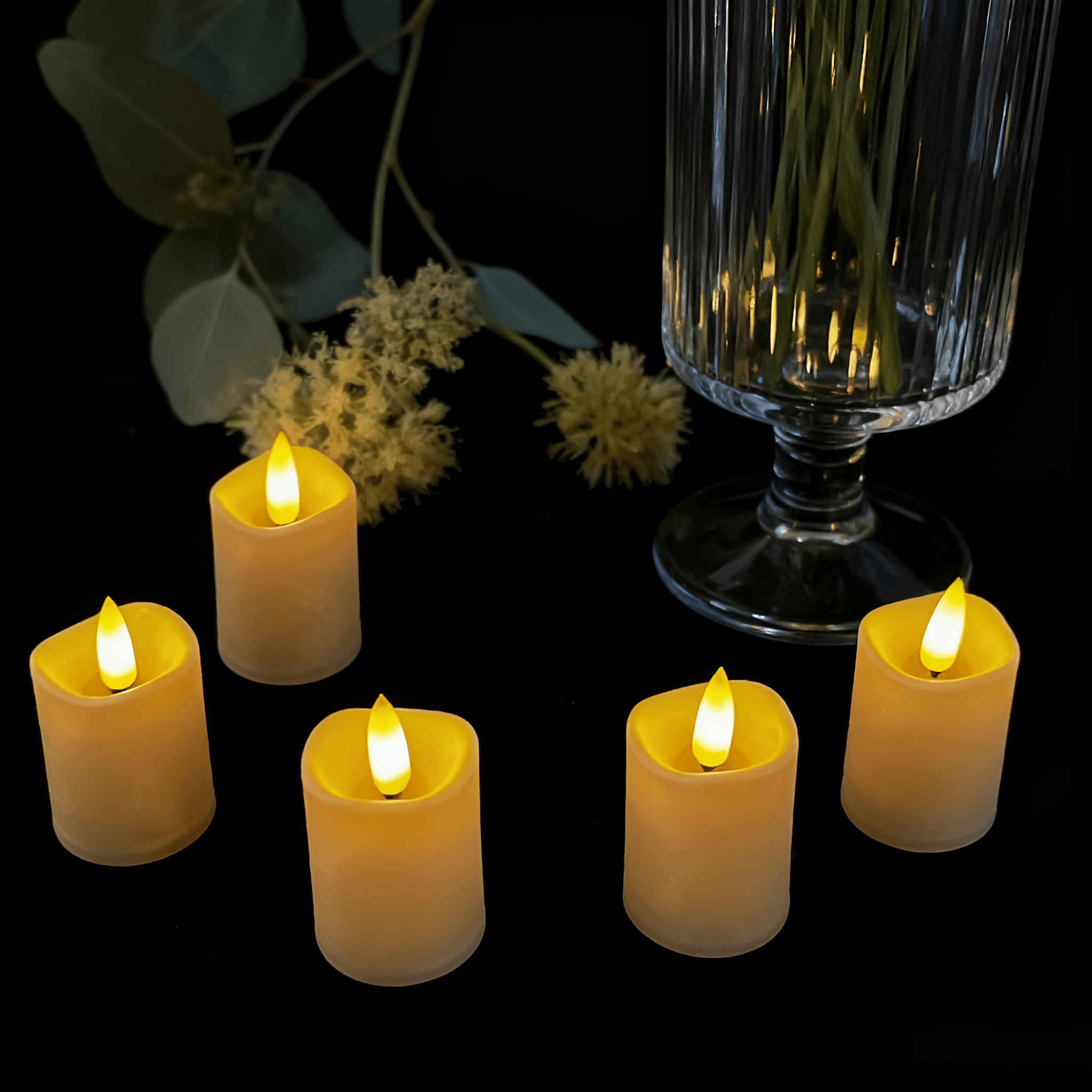 Valentinstag! Flammenlose, Rauchlose (* Head) * 6/12/24 Stück Packung, Batteriebetriebene LED Teelicht* Echte Wachs Säulen Flackernde Unparfümierte * * mit Fernbedienung und Timer, für Hochzeit *