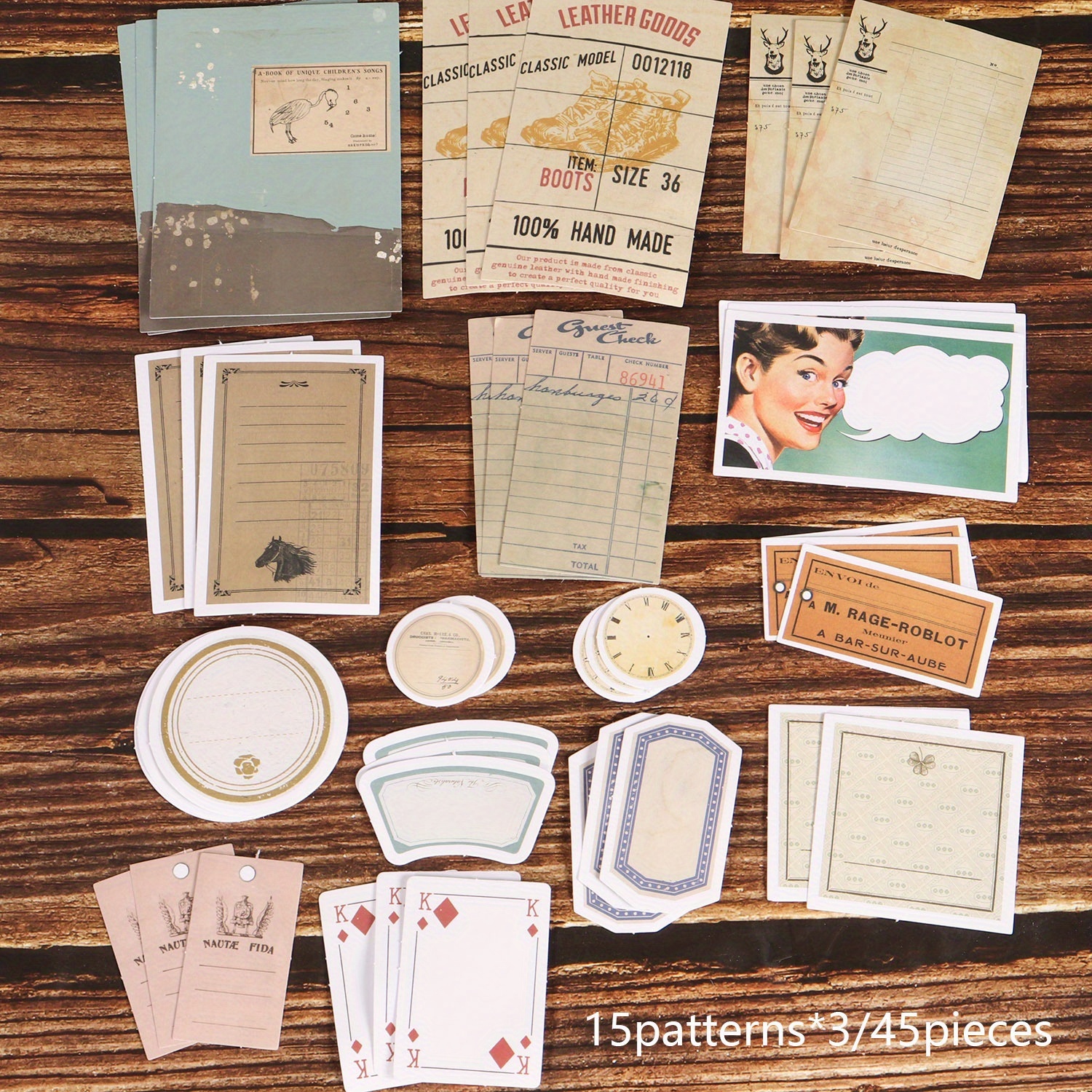 TEMU Lot de 42-45 étiquettes autocollantes esthétiques pour scrapbooking, autocollants vintage pour décoration de collages, journaux de , fournitures