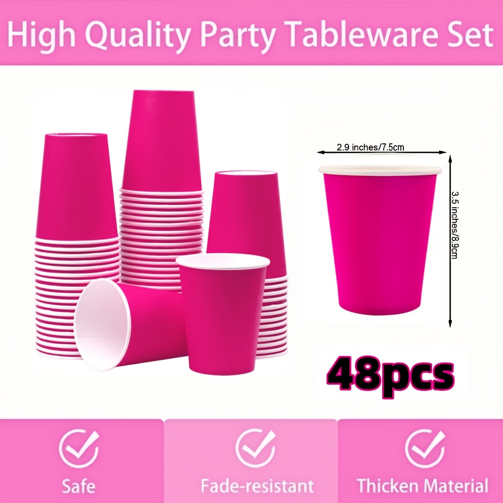 E-shop Stück Hot Pink Papierbecher, 9Oz Einweg-Kaffeebecher Teetassen, Heiße und Kühle Getränkebecher Geburtstag Hochzeit Partyzubehör