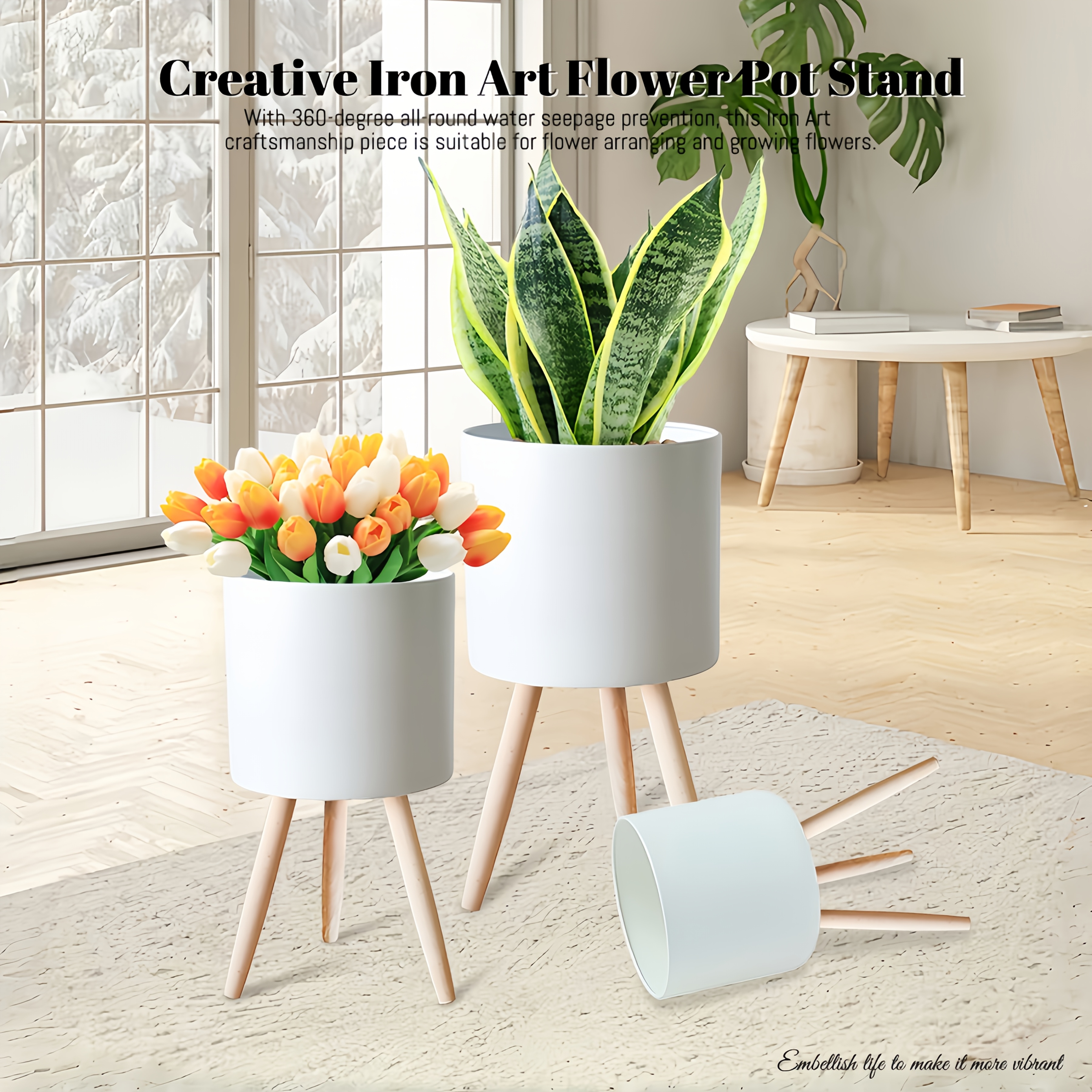 1/3pcs Vintage Industrial Plant Pot with Wooden Legs - Elevated Metal  Garden Pot with Natural Wood Legs-suitable for Courtyards * and Living  Rooms - Bringing Greenery into Your Indoor | Outdoor * for ...