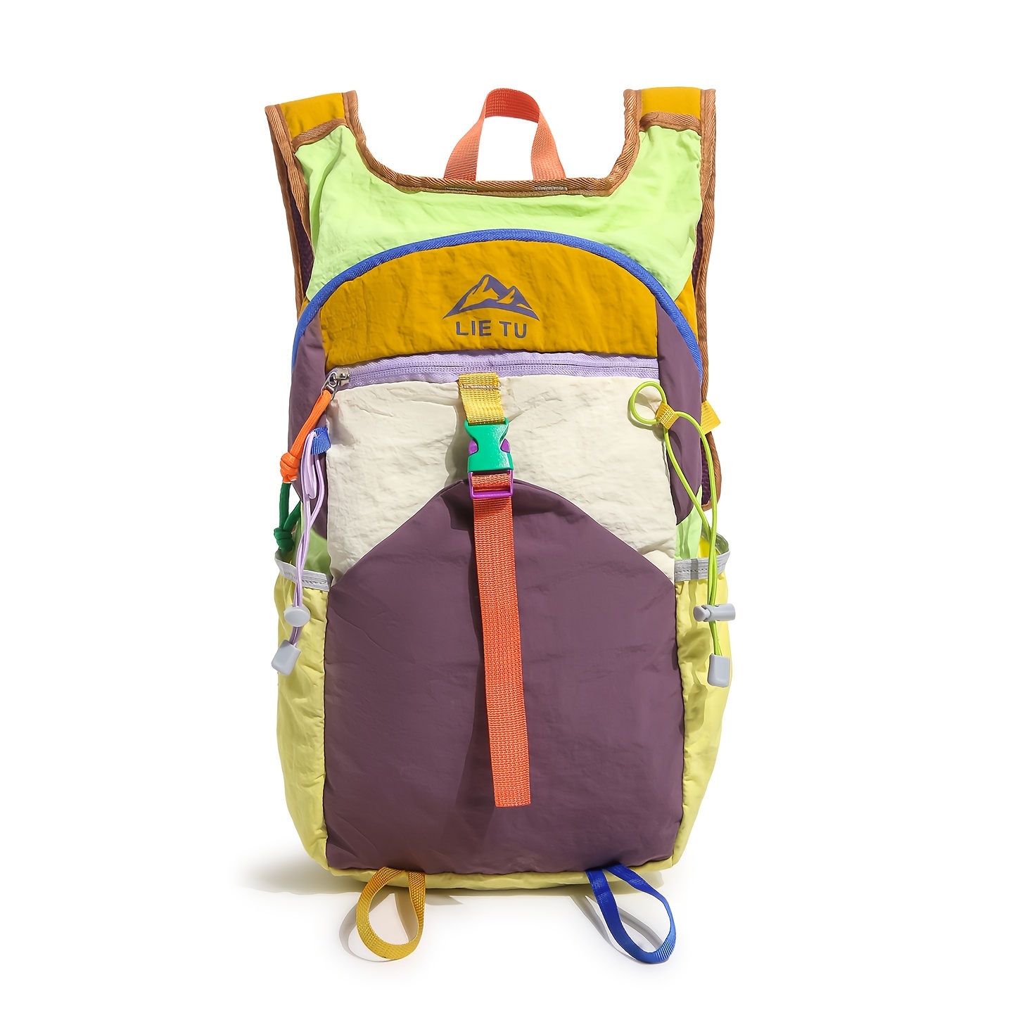 TEMU OGEHUAFEE Sac à Dos Léger Couleur Vif Blocs de Couleurs Voyage Sac de Rangement Portable Facile Sac d'Extérieur avec Tige de Trekking Fixe