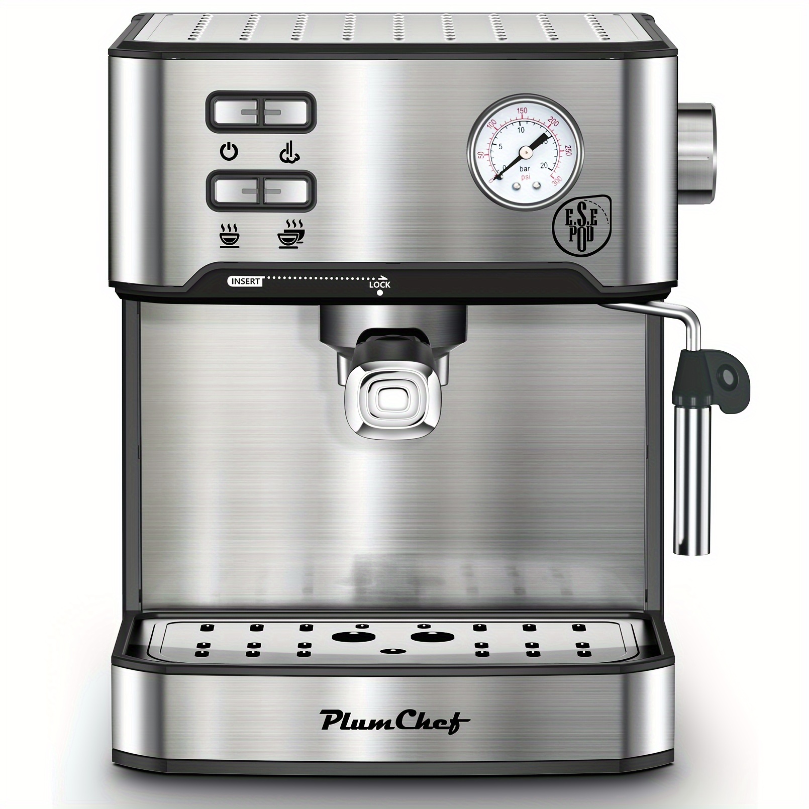 TEMU 20 Coffe Maker With Milk Frother, Single & Double Shot, Ese Pod Compatible, Removable Water Tank For Cappuccino, Latte, & Machiato For
