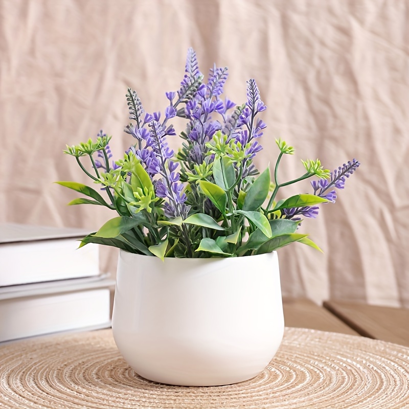 1pc 17/20cm Simulation Lavender Pot, Home Decoration, Office Desktop Decoration, Realistic, Plastic, Housewarming Gifts, Artificial Plant Pot