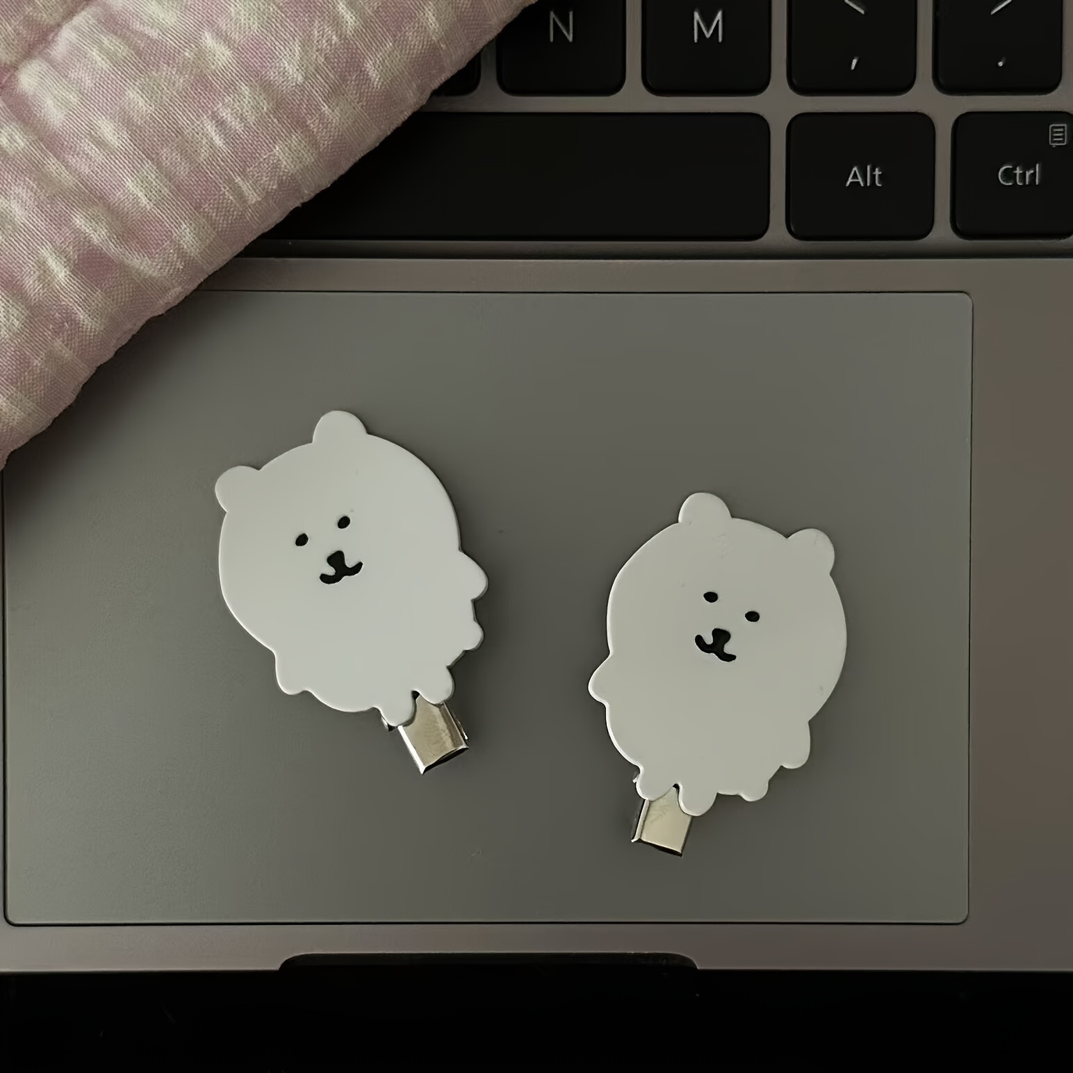 TEMU 2pcs, Cute White Bear Hair Clips - Acrylic, Cute And Clips For Women And S - Fall And Winter Season