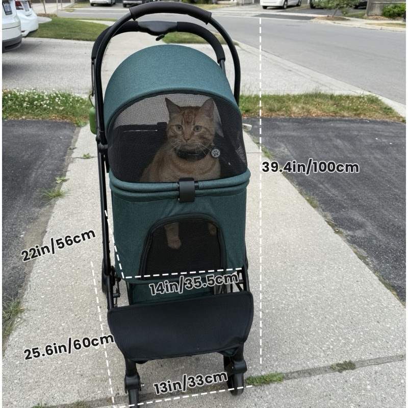 Pet Stroller, for Medium And Small Dogs, Folding Lightweight Dog Transporter. The Extra Large Basket Pram for Small Dogs Has Space for Equipment, And Basket Can Be Used Separately. No-Pump Rubber Tires/ Reversible Aluminum Frame