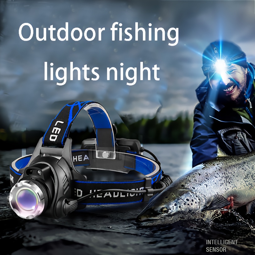 LED Rechargeable Headlamp, Sensor * Zoomable Focus Headlamp, Waterproof  Outdoor Fishing Light, Adjustable Headband Night Fishing Headlight, Cycling  H