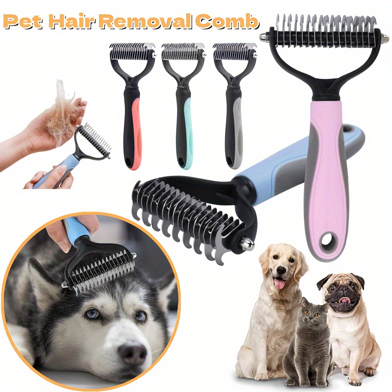 

Ergonomic Dual-sided Dog Grooming Brush - Gentle, Comb For All Hair Types - Removes & With Ease