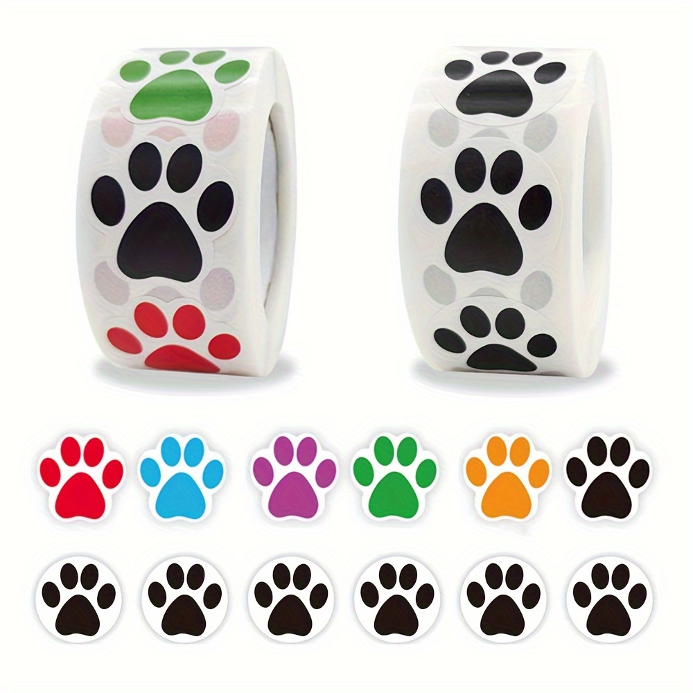 

500 Count Paw Print Stickers Roll, 1-inch Adhesive Paw Stickers, Paper Decals For Scrapbooking, Envelopes, Party Favors, Crafts, No Electricity Needed