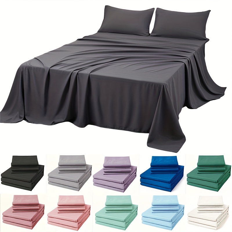 4pcs super soft 80g bed sheet bed fitted sheet pillowcase set double sided brushed super soft and wear resistant suitable for bedrooms guest rooms and hotels 1 bed sheet 1 bed fitted sheet and 2 pillowcases no core