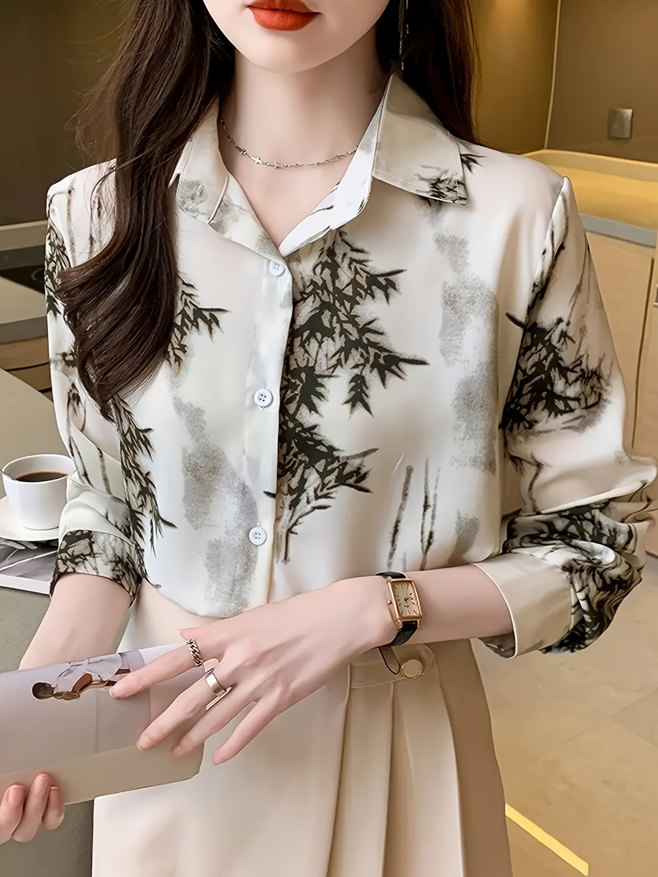 blusa cuello estampado en época Temu Dominican Republic