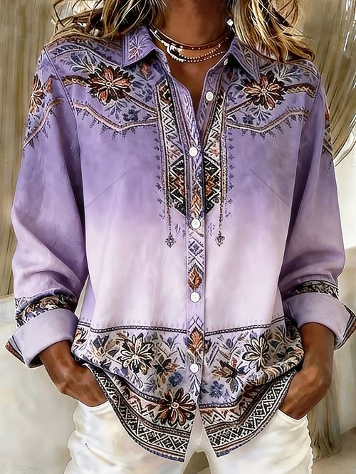 plus size plus size retro baroque floral print womens plus size button up long sleeve blouse open front top