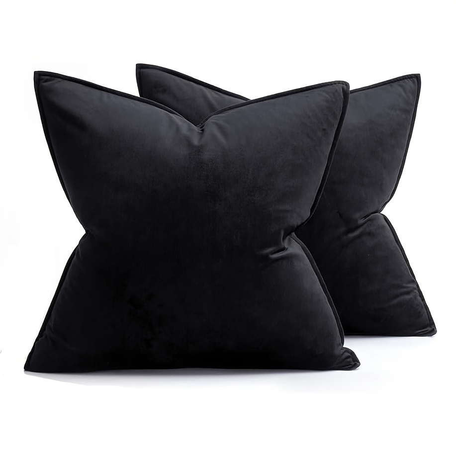 Image of 2pcs Decorative Velvet Throw Pillow Cover Soft Solid Pillow Cover With Flanged Edges, Modern Cushion Case For Sofa Bedroom Car Farmhouse (no Pillow Insert)
