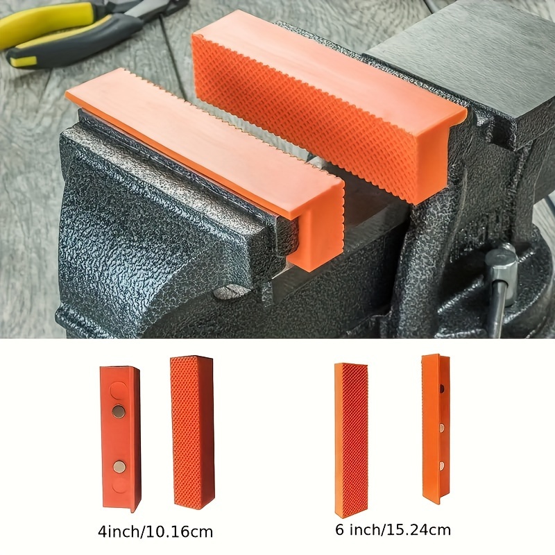 

6-inch Orange Nylon Magnetic Bench Vise Jaw Protector Strip - Non-electric, Industrial Tool Accessory