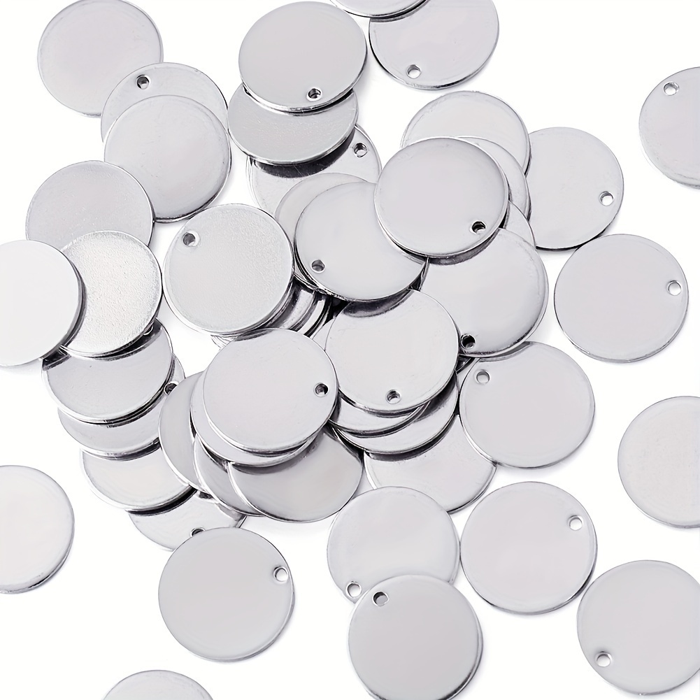 

100pcs Stainless Steel Charms - Smooth Flat Round Blanks For Jewelry Making, 15x1mm With 1.5-2mm Hole - Crafting & Gifts, Charms For Jewelry Making