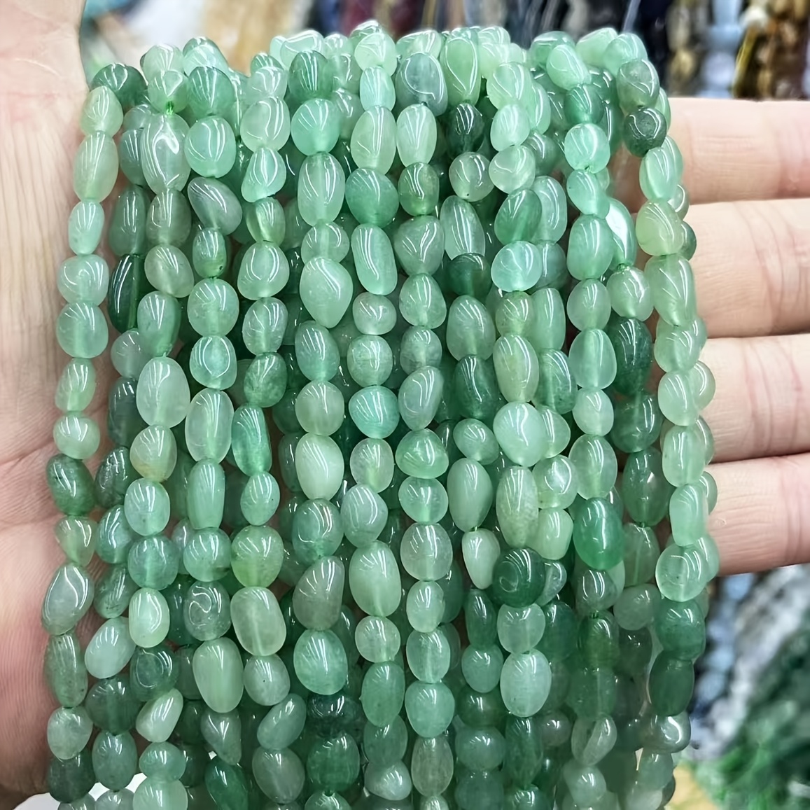 TEMU 20 perles irrégulières en aventurine verte (6-8 mm), idéales pour la création de bijoux DIY