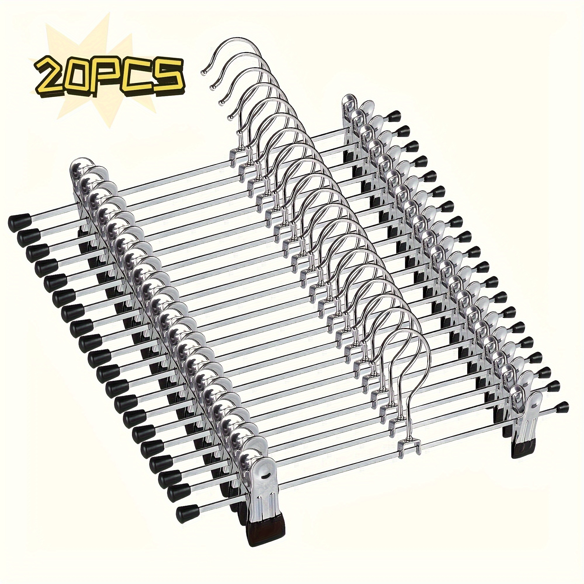 

Value Pack 20pcs Hangers With Clips For Pants And Skirts, Ideal For Organizing Clothes In Shops