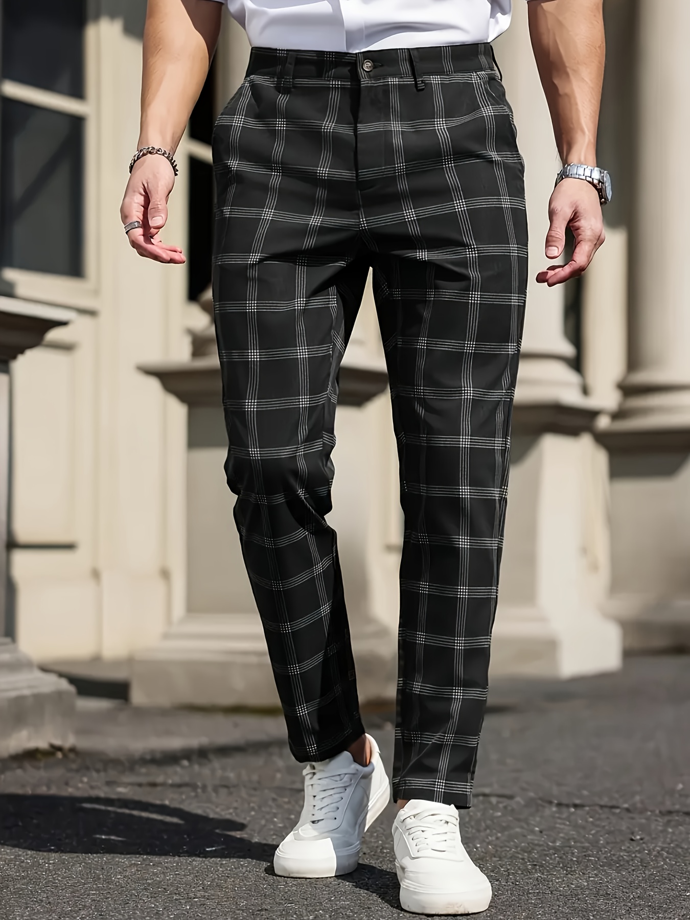 *'s Printed Plaid Casual Suit Pants * * Business Trousers * Fit, with  Pockets