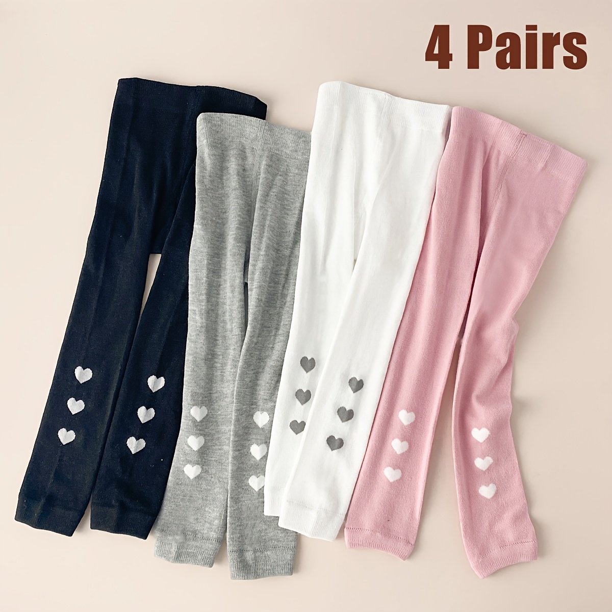 4 Pairs Baby Toddler Leggings Socks Girls' Nine-point Toddler Tights, Leggings, Solid-color -patterned Skinny Pants