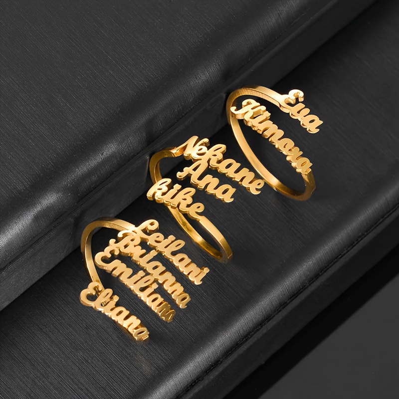 Personalized Family Name Ring & Double Heart with Names