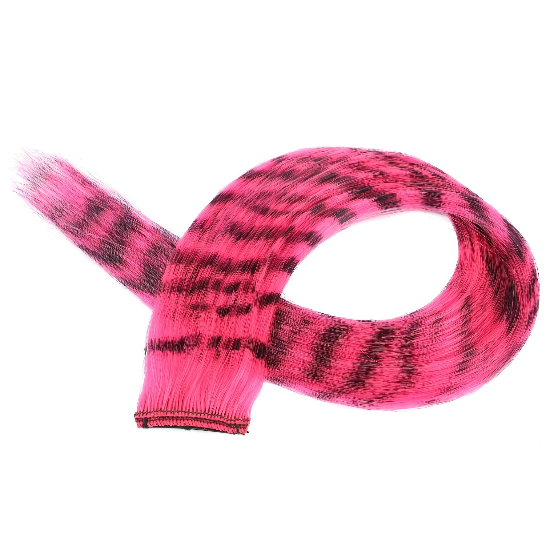 TEMU 1 pièce Pince à extension de cheveux à imprimé animal zèbre et léopard, 20 pouces, extensions de cheveux synthétiques droites à à imprimé plume