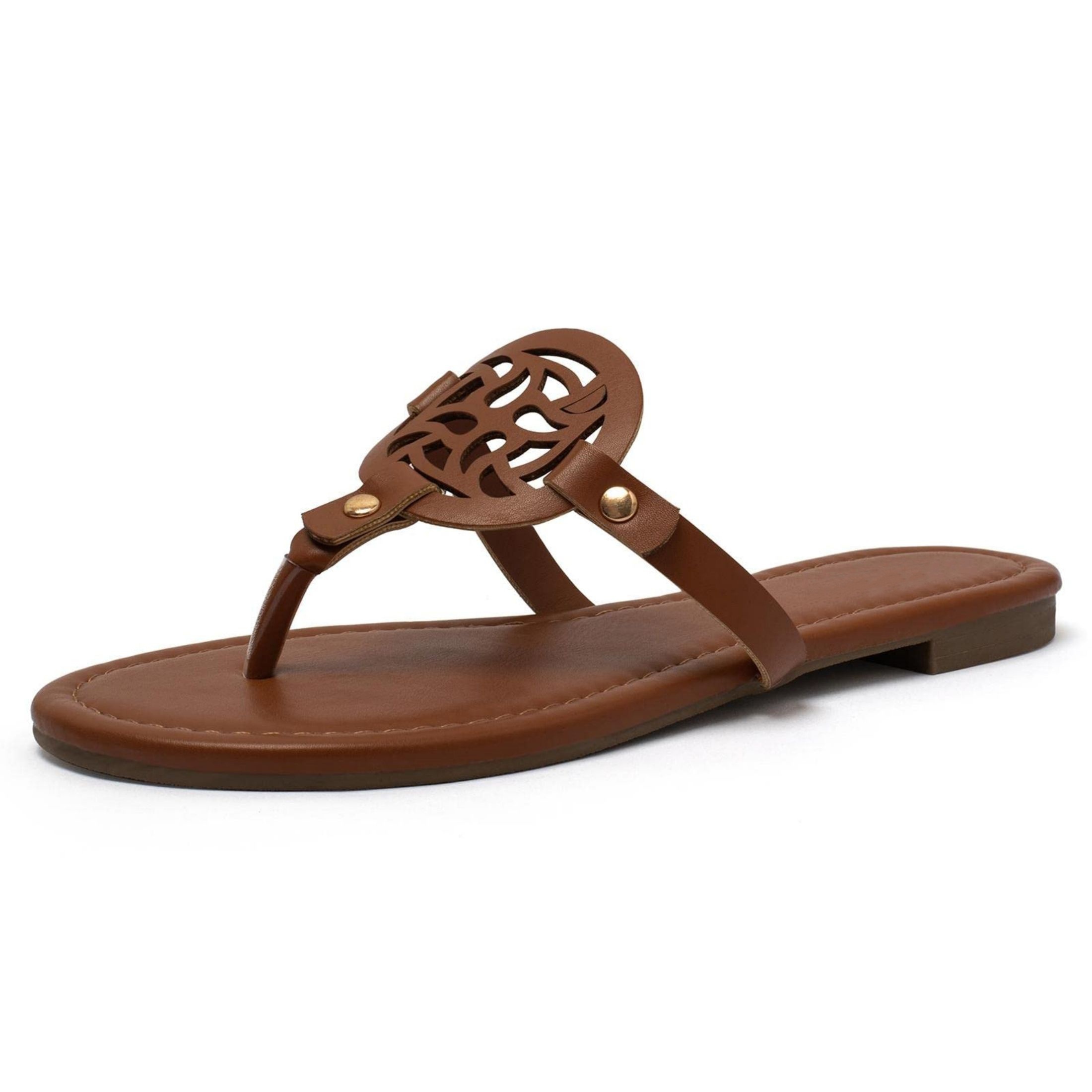 

Women's Hollow Flip Flops, Solid Color Summer Beach Flat Slide Shoes, Casual Outdoor Thong Sandals