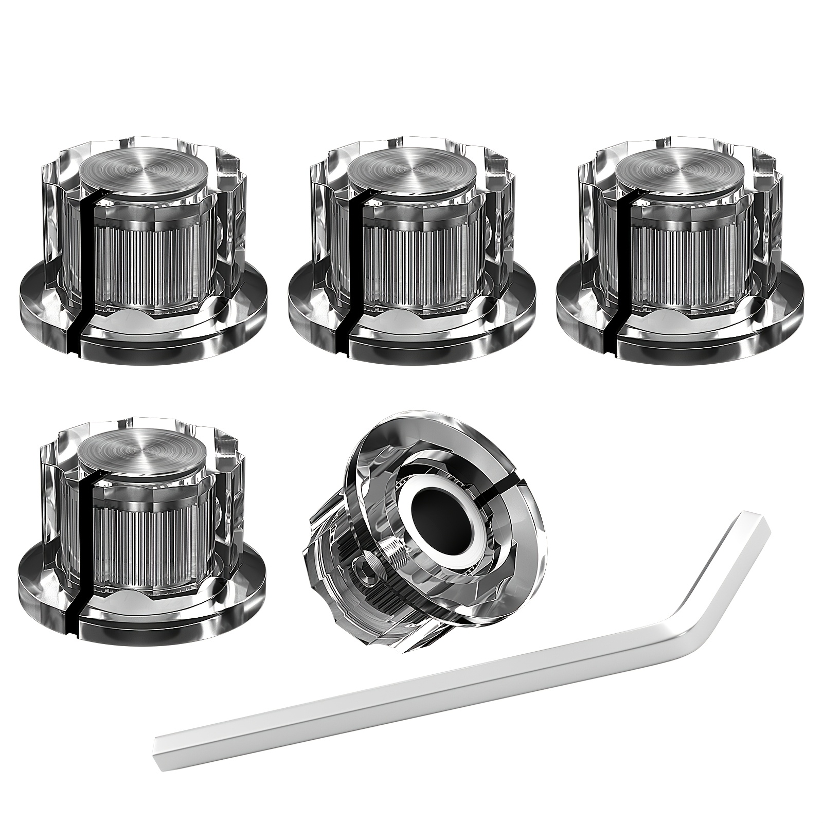 TEMU 5pcs Colorful Aluminum Guitar Knobs 6.35mm Potentiometer Amp Control Replacement Accessory Anti-slip Threaded