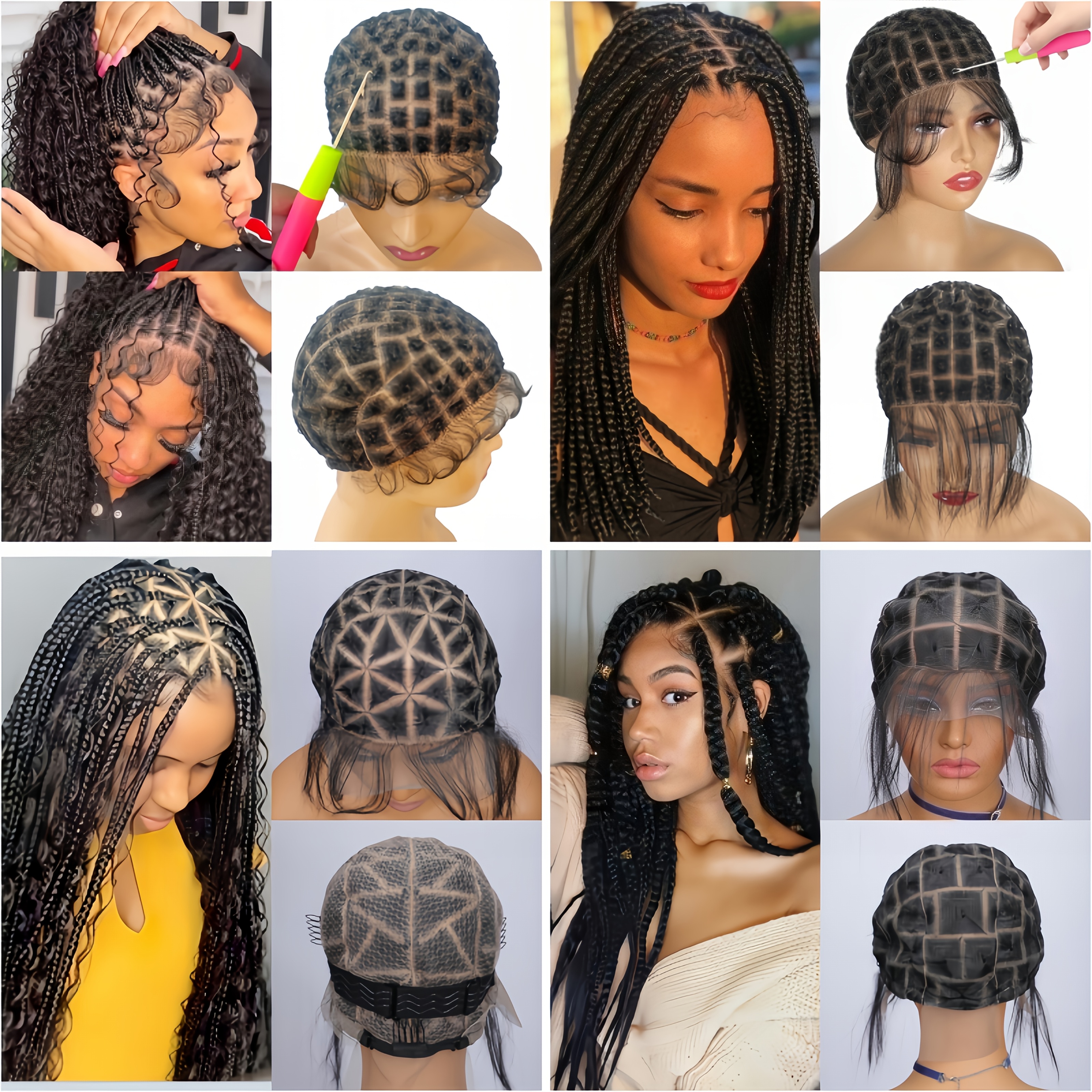 

Double Full Lace Crochet Wig Caps And Baby Hair For Glueless Braided Wig Lace Front Braided Wig Caps For Diy Wig Making For Crochet Hair Colors And Types (120 )