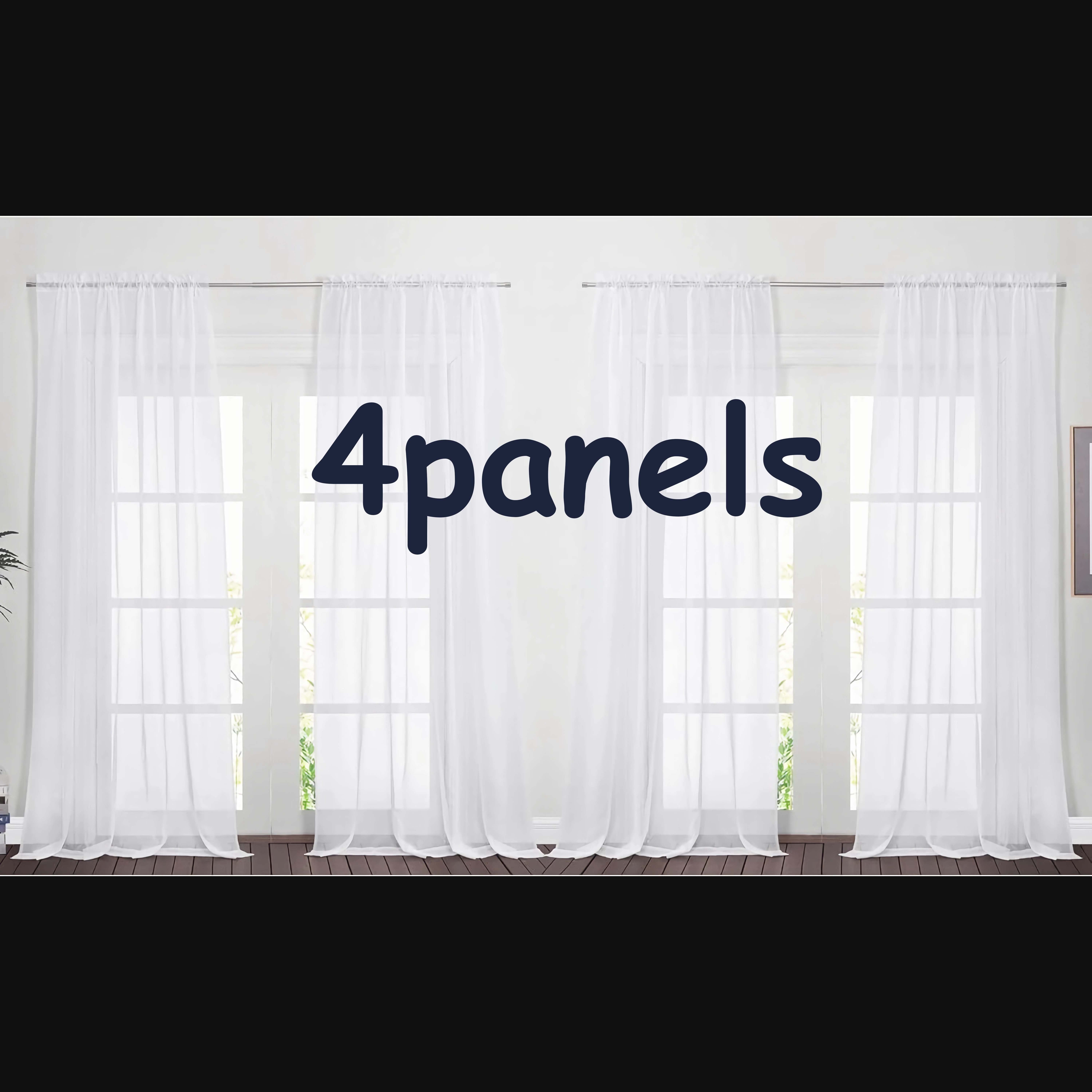 4pcs White Transparent Curtains, Extra Long Gauze Transparent Curtains For Ventilation, Large Filtering, Sliding Glass Doors, Background