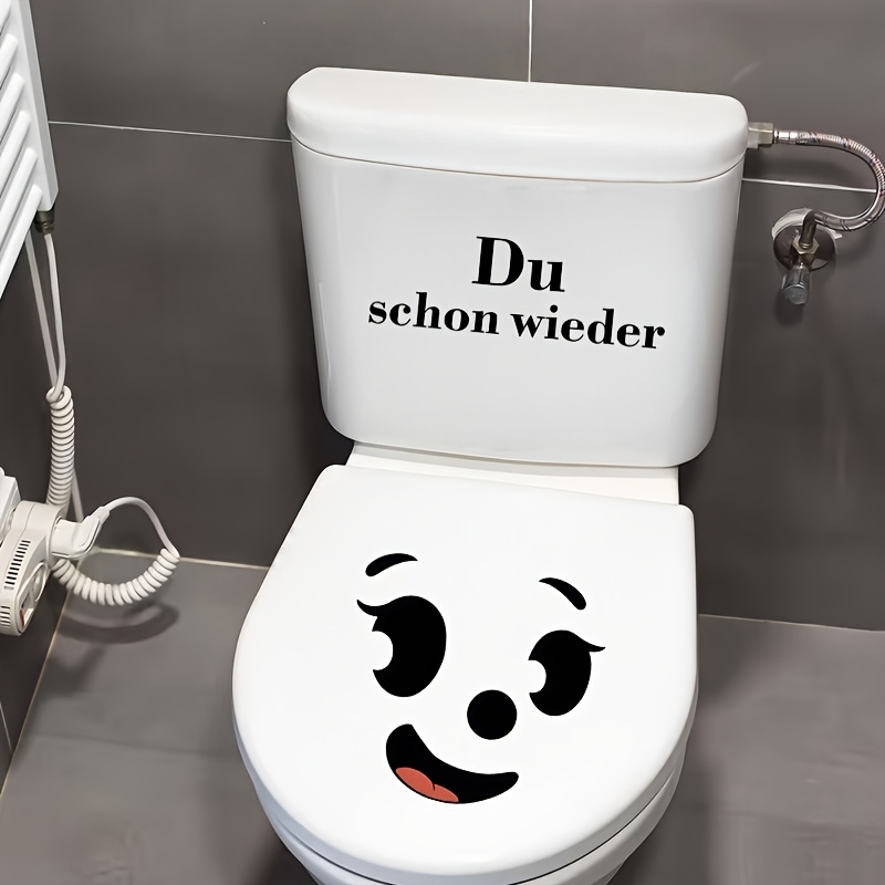 1pc Fun Black Easy German Style Toilet Sticker Bathroom Background Decoration Mural Water Tank Toilet Lid Decor