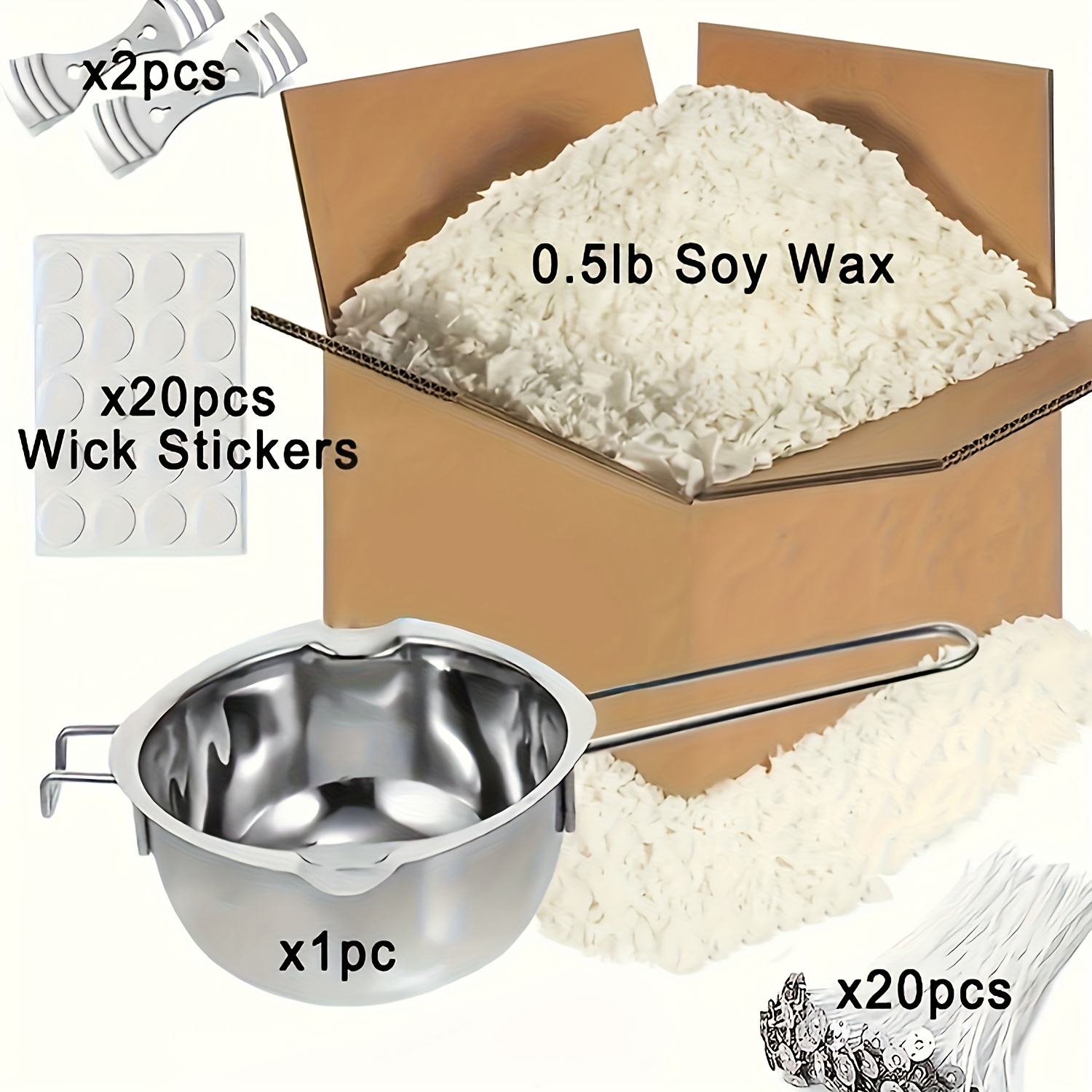 Image of Soy Wax Candle Making Kit Supplies For Beginners, Soy Wax Candle Making, With Candle Make Pouring Pot, Candle Wicks, Wicks Sticker, Wicks Holder, Soy Wax