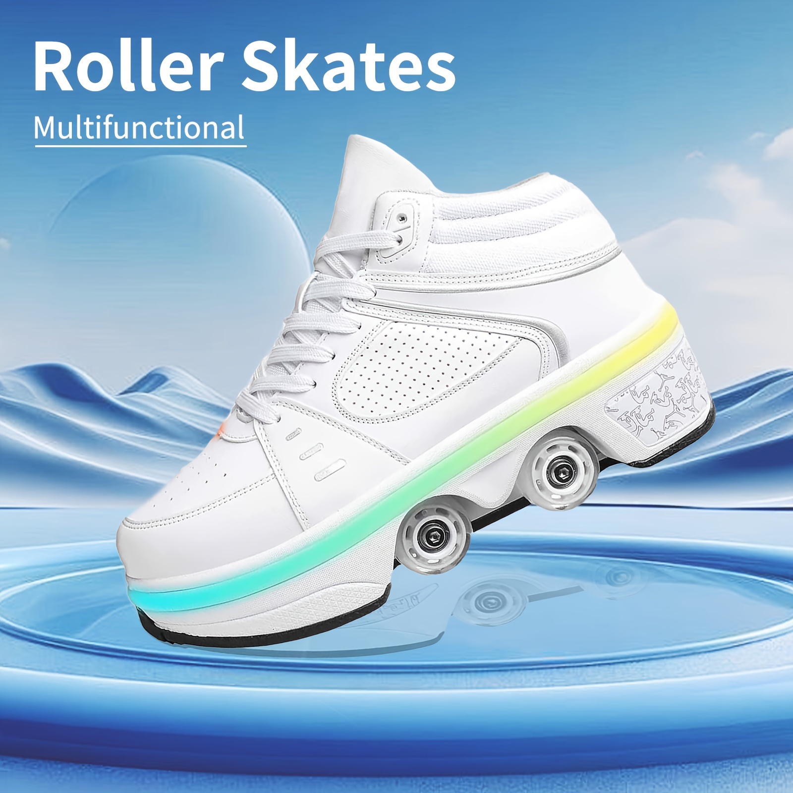 Roller Skate Shoes For Men And Women, 2-in-1 Deformation Double-Row Roller  Skates Sneakers, Retractable Removable Roller Shoes, Indoor/Outdoor Roller