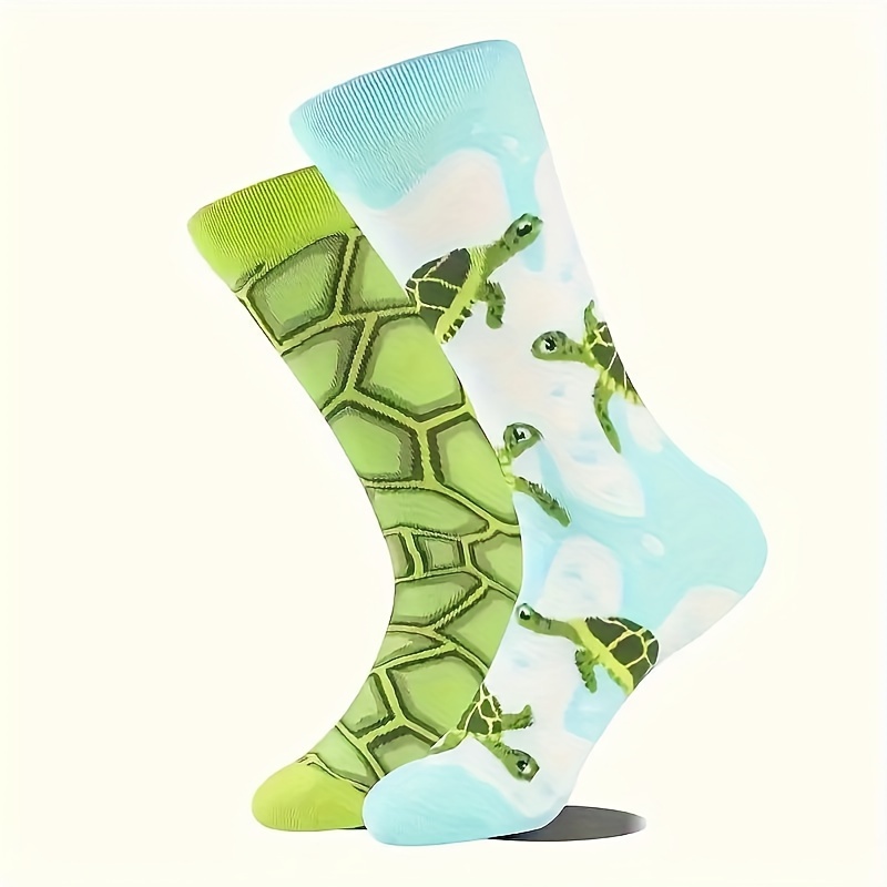 

Cartoon Turtle Pattern Socks, Novelty Ab Style Comfort & Breathable Crew Socks, Women's Stockings & Hosiery