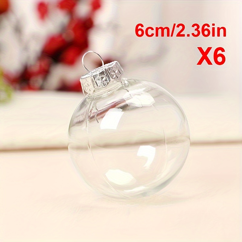 

6pcs 60mm Clear Fillable Plastic Diy Christmas Tree Ornaments For , Weddings & Parties