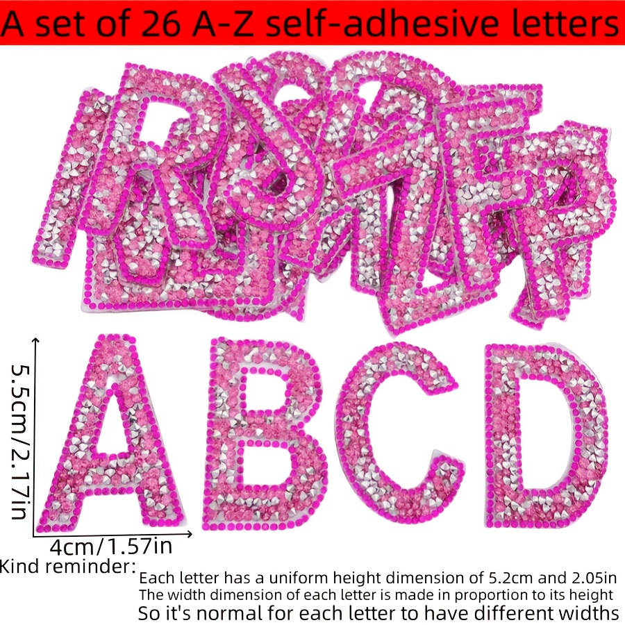 26pcsa-z Self-adhesive Rhinestone Patches In Rose Red For Letters, Suitable For Clothing, Footwear, Additions, Badges, Names, And Gift Embellishments