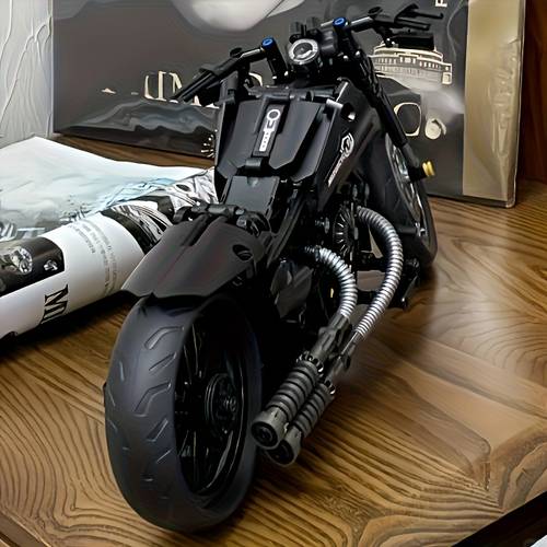 retro motorcycle building block assembly kit mechanical restoration movie abs high difficulty challenge wheel rotation exquisite assembly collection gift