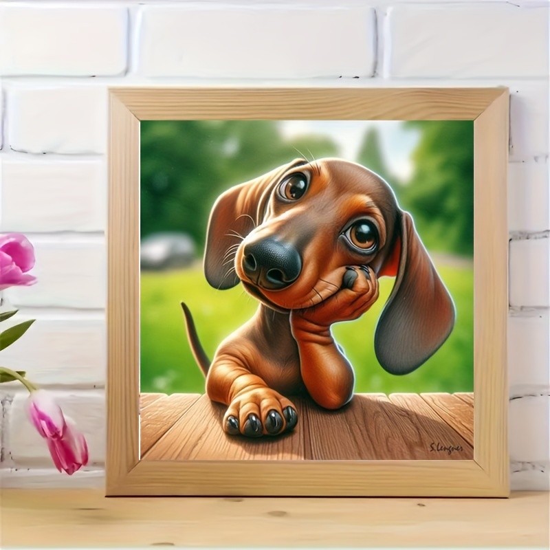 2d Flat Printing Diamond Painting Kit - Frameless - Perfect For Wall Decor, Puppy Tool Bag Self-made Art Diamond Painting Handmade