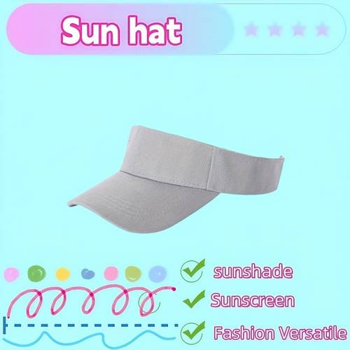 solid visor in solid color adjustable with a wide brim portable suitable for sports and casual wear and providing sun protection