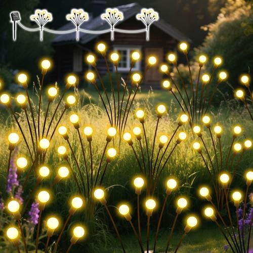 4pcs outdoor solar firefly lights 32led solar garden decor fairy light strings with light sensor auto on off 8 for courtyard garden lawn patio decorative lighting