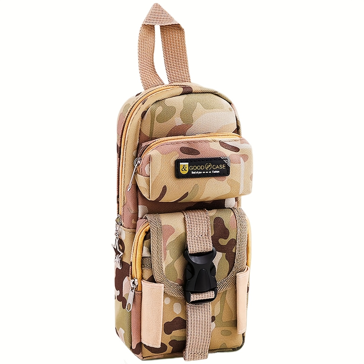 Favorit Federmäppchen Mit 3 Fächern, Camouflage-Grün – Inkl. Schreibwaren-Set (Stifte, Schere, Lineal), 20x13x7,5 Cm