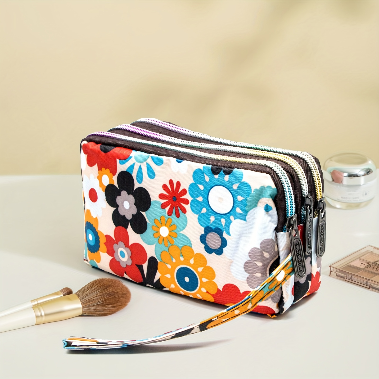 Women's Handbag, Gifts For Women, Fashion Printing 3 Layers Zipper Large Capacity Wallet Cosmetic Bag