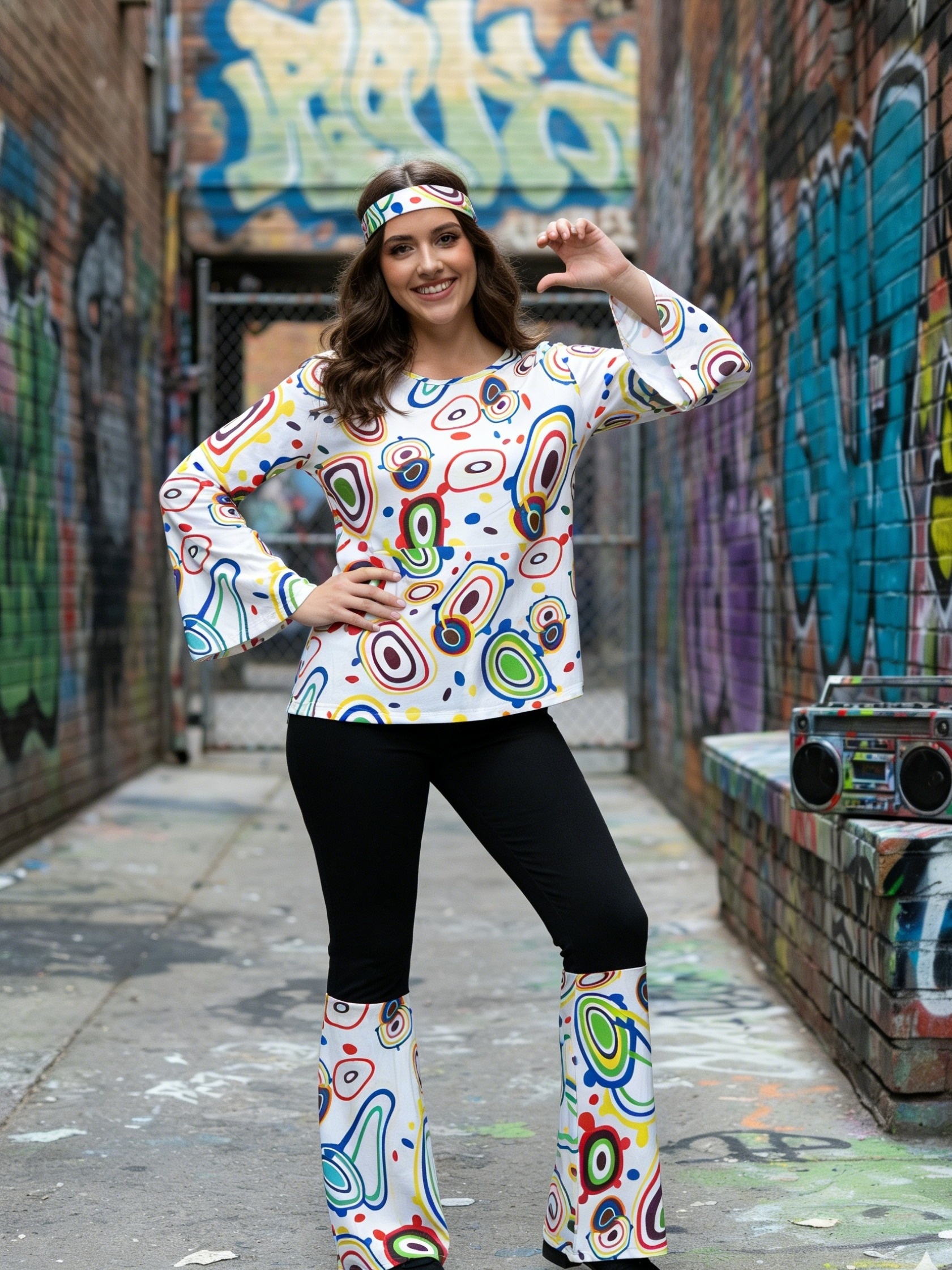 Womens 70s Fancy Dress 60s 70s Hippy Chick Costume Gogo Fancy Dress Ladies  Hippie Retro Woodstock